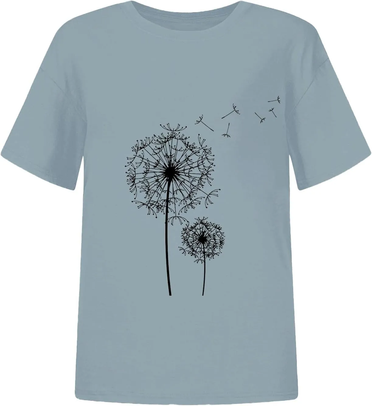 Womens Short Sleeve Tops Casual Printed Sunflower Shirts Floral Loose Tees T Shirt Boho Round Neck Blouse Pullover