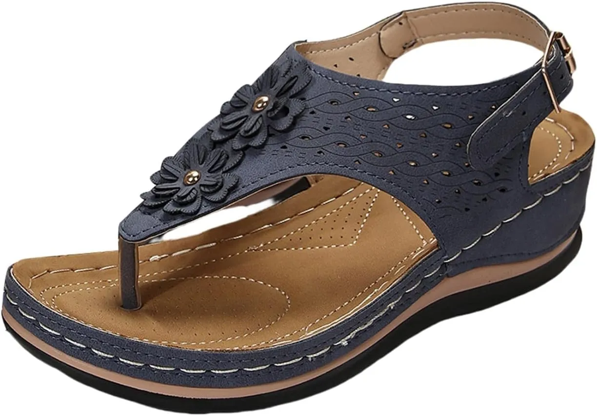 Women's Spring Summer And Autumn Wedge Sandals With Flower Clips Wedge Heels Beach Fisherman Sandals for Women Heel