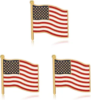 Yadiana 3PCS American Flag Lapel Pins - Metal USA Flag Brooch Pins Bulk for Men & Women, Patriotic 4th of July, Memorial Veterans Day Souvenir Badges - Suit, Hat, Clothes Accessories