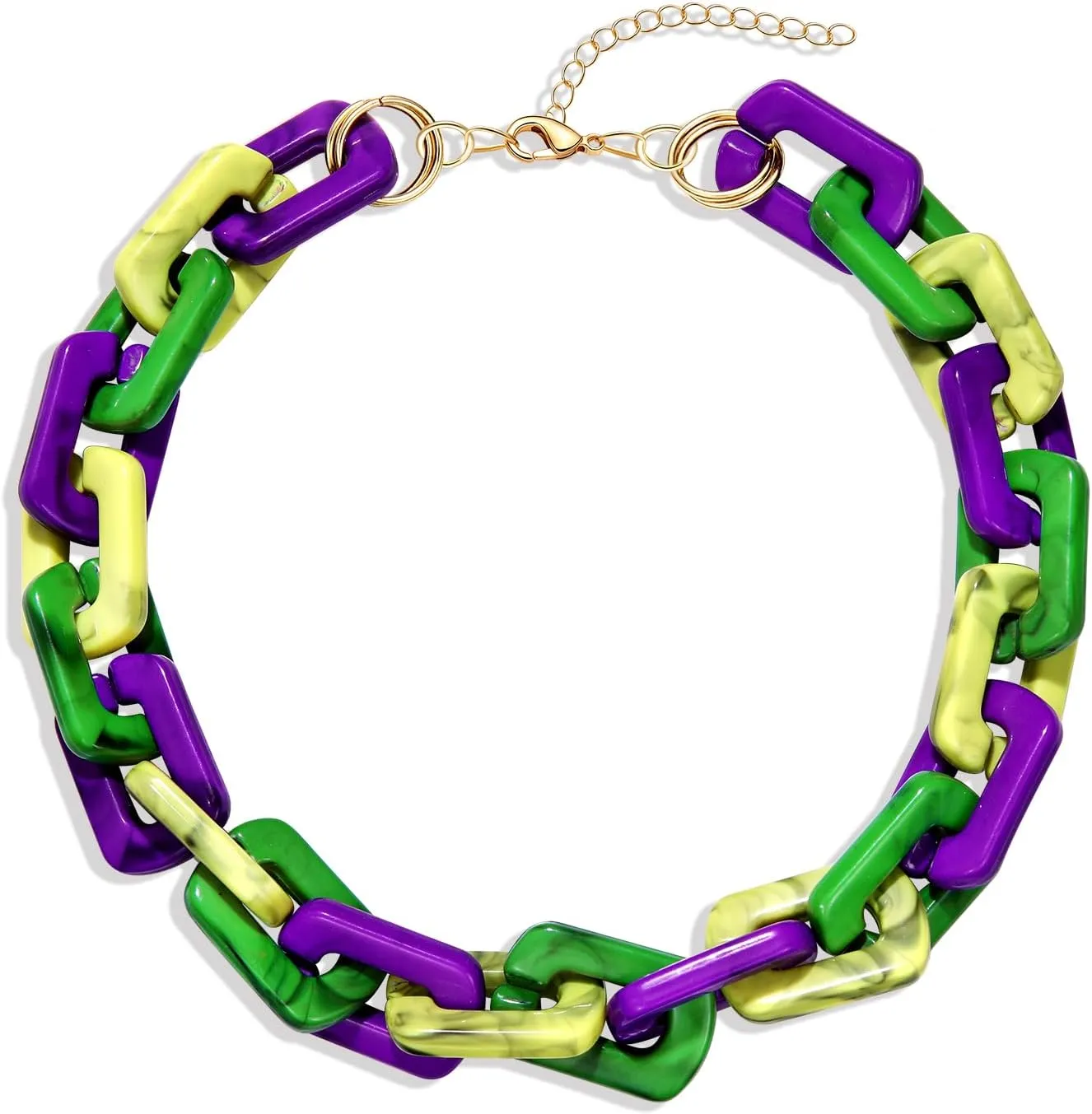 YAHPERN Chain Link Necklace For Woman Acrylic Resin Chain Necklace Statement Chunky Chain Collar Necklace