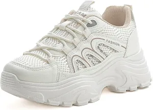 YAXE Womens Platform Low-top Chunky Sneakers Dad Shoes
