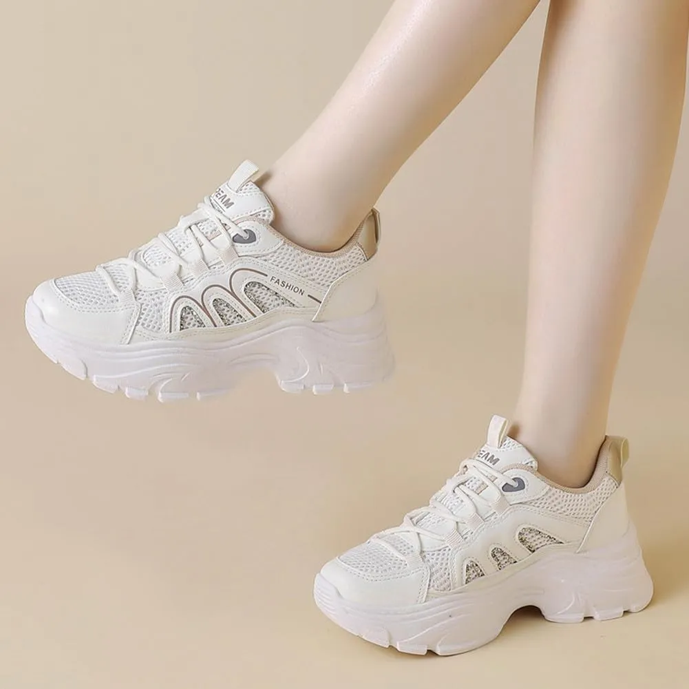 YAXE Womens Platform Low-top Chunky Sneakers Dad Shoes