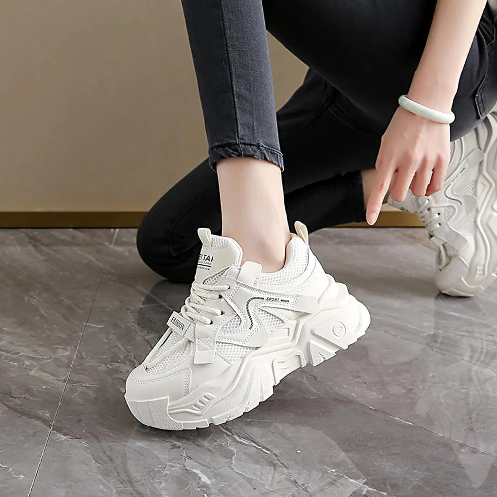 YAXE Womens Platform Low-top Chunky Sneakers Dad Shoes