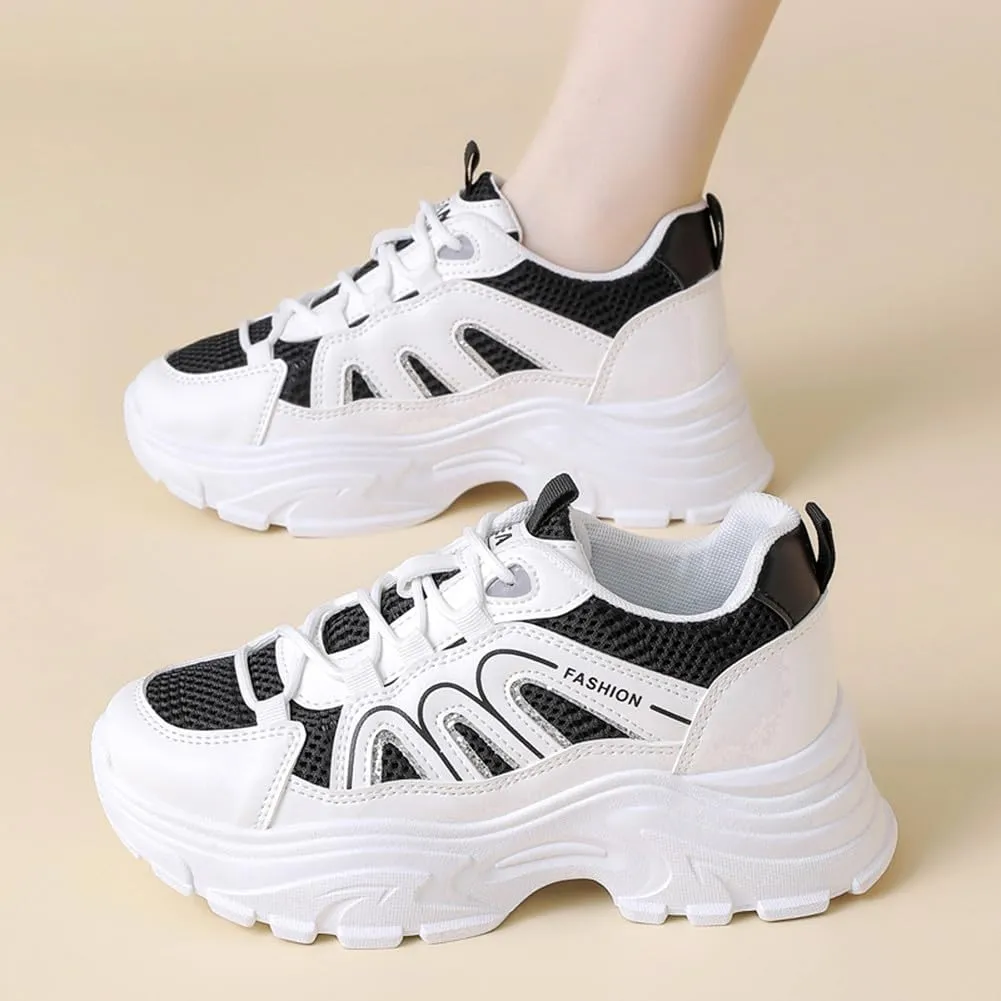 YAXE Womens Platform Low-top Chunky Sneakers Dad Shoes
