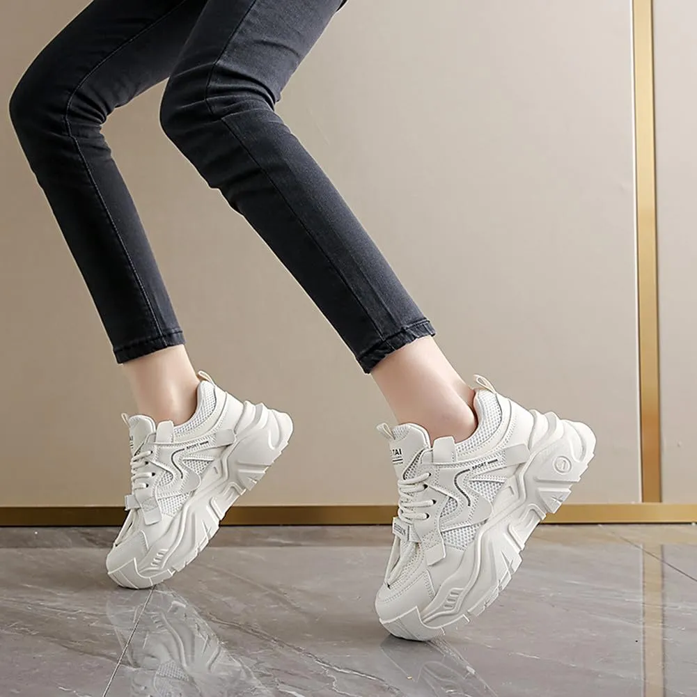 YAXE Womens Platform Low-top Chunky Sneakers Dad Shoes