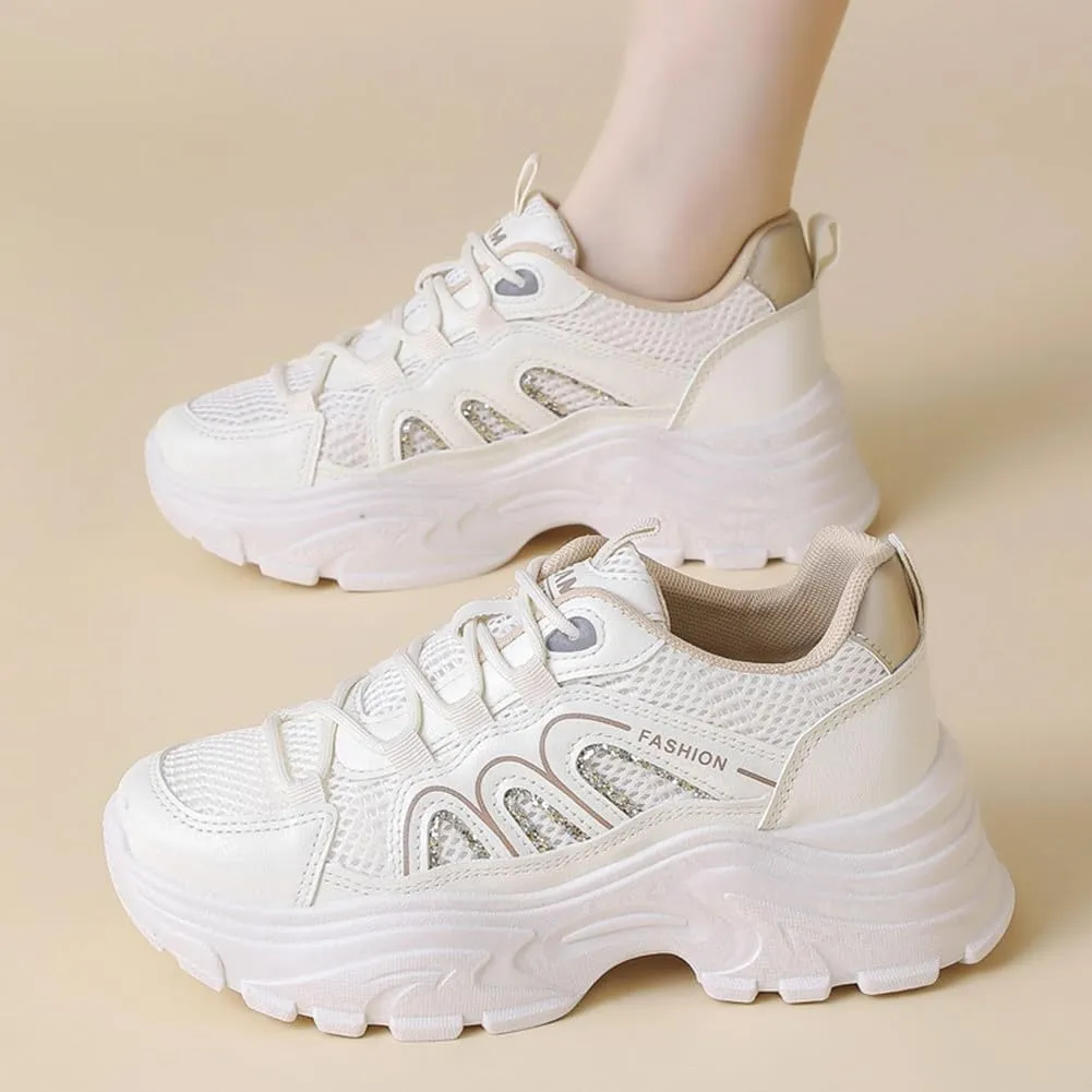 YAXE Womens Platform Low-top Chunky Sneakers Dad Shoes