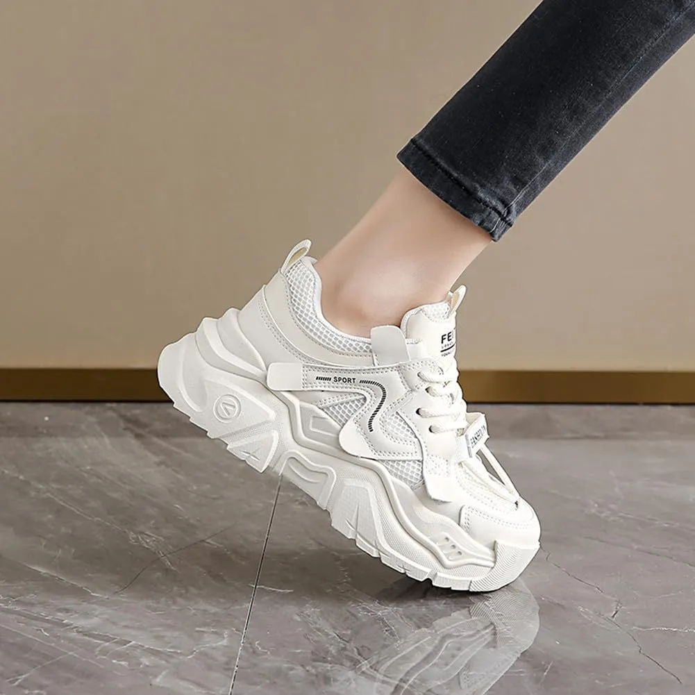YAXE Womens Platform Low-top Chunky Sneakers Dad Shoes