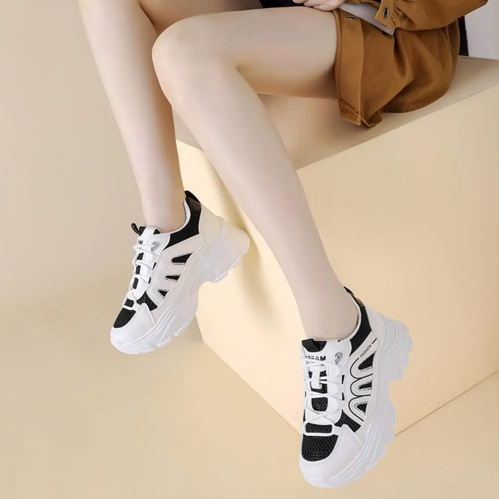YAXE Womens Platform Low-top Chunky Sneakers Dad Shoes