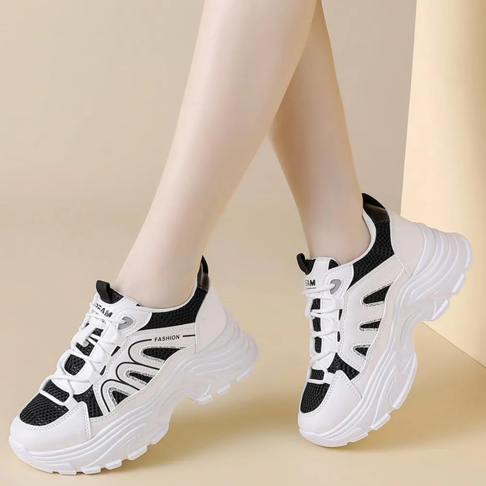 YAXE Womens Platform Low-top Chunky Sneakers Dad Shoes