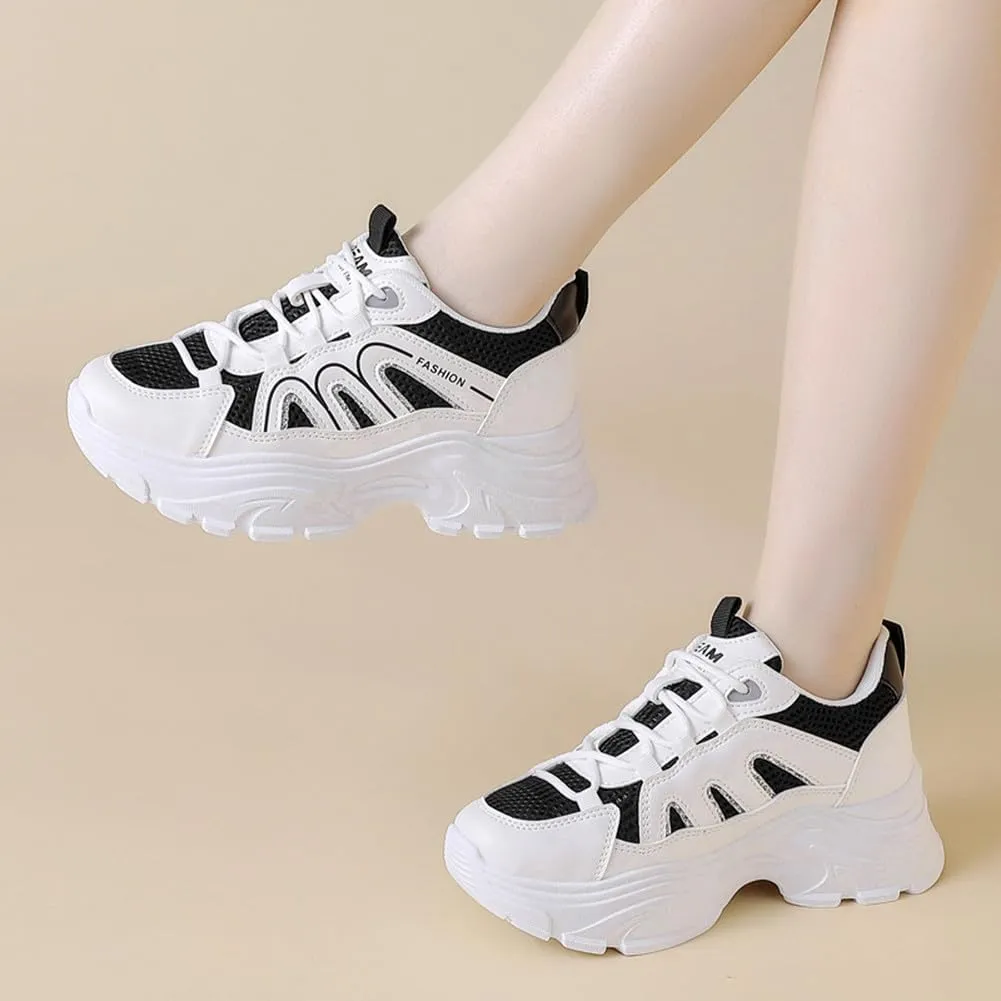YAXE Womens Platform Low-top Chunky Sneakers Dad Shoes