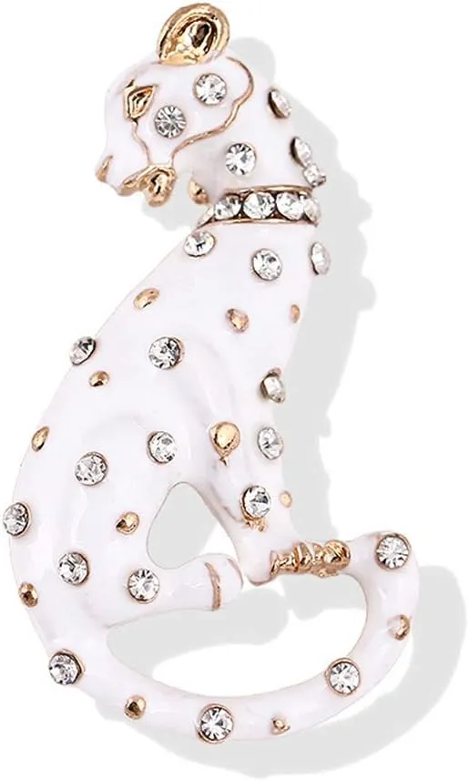 YAZILIND Fashion White Leopard brooches Women Men Corsage Clothing Accessories Brooch Rhinestone Scarf Jewelry pin