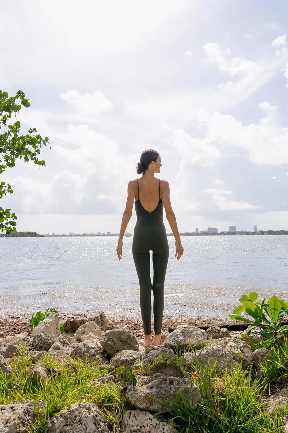 Yoga Bodysuit One Piece Bodysuits Workout Organic Cotton Bra Open Back Jumpsuit For Women Yoga
