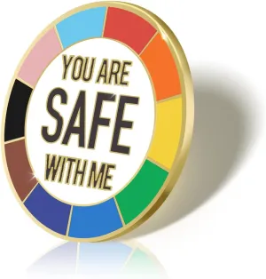 YOU ARE SAFE WITH ME and LOVE IS LOVE Pins, Rainbow Trans Ally Enamel Pride Pins for LGBTQ, Backpack, Lapel, Pride Stuff Gifts