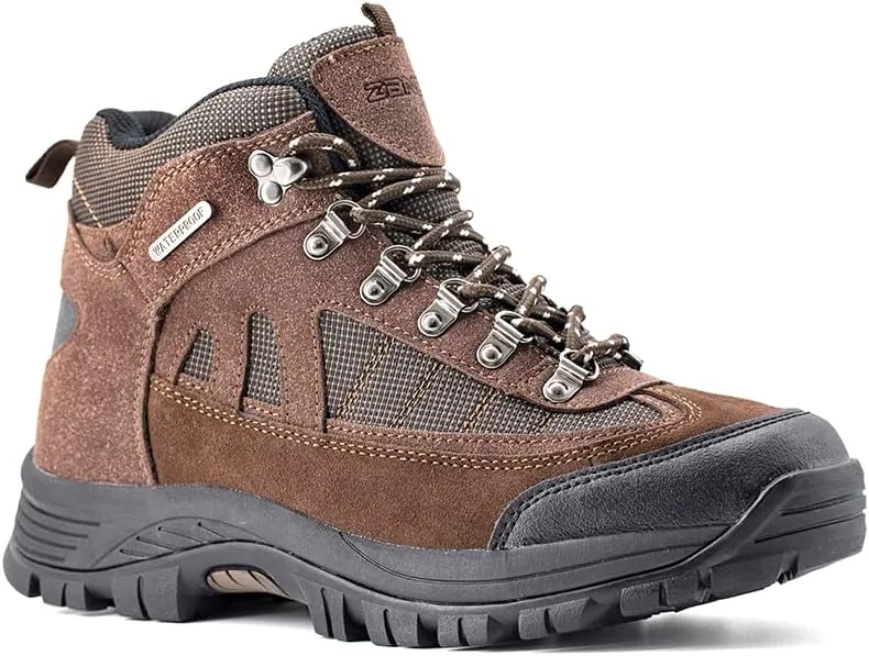 ZANCO MEN'S WATERPROOF MID-TOP HIKING BOOTS FOR OUTDOOR TREKKING CAMPING BACKPACKING