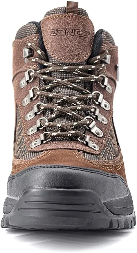 ZANCO MEN'S WATERPROOF MID-TOP HIKING BOOTS FOR OUTDOOR TREKKING CAMPING BACKPACKING