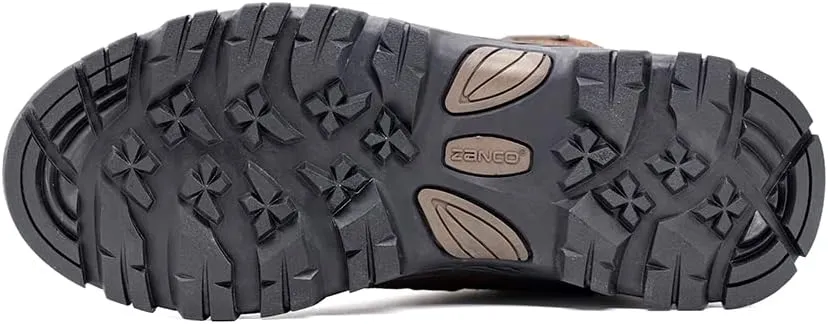 ZANCO MEN'S WATERPROOF MID-TOP HIKING BOOTS FOR OUTDOOR TREKKING CAMPING BACKPACKING
