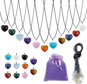 Zenkeeper Hexagonal Natural Crystal Pendant - Pointed Quartz Stone Drop/Heart Shape Healing Stone for DIY Necklace Jewelry Making