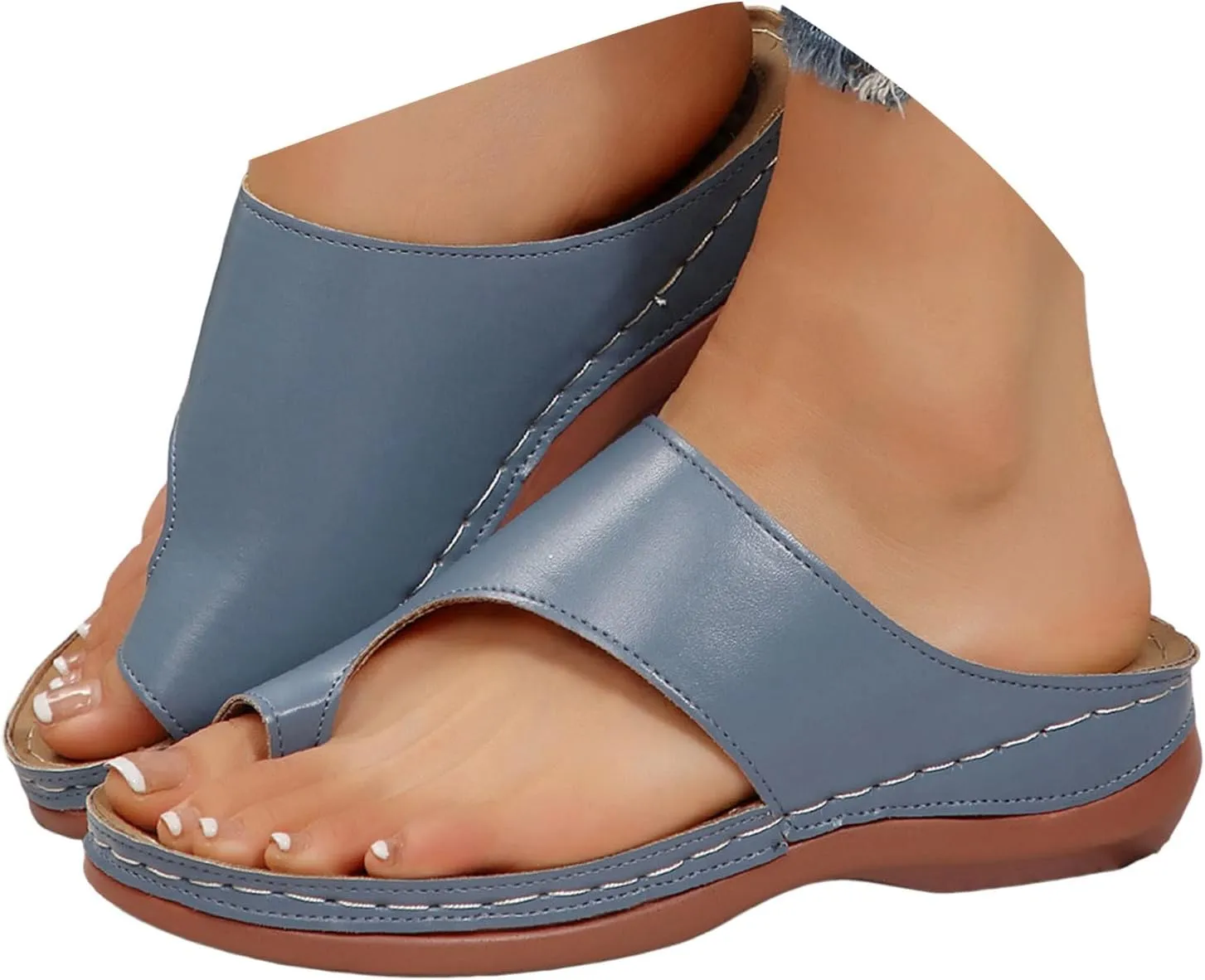 ZSpzx Women Wedge Sandals 2025,Comfortable Ladies Dress Arch Support Casual Shoe Breathable Orthopedic Slippers Summer Beach Vacation Slides Indoor/Outdoor Slip-On Peep Toe Ring Walking Footwear