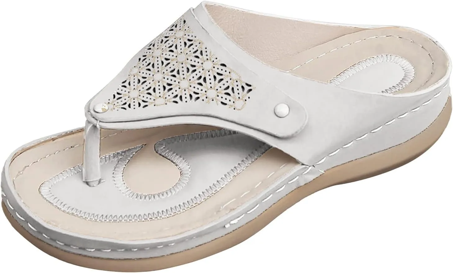 ZSpzx Women Wedge Sandals,Plantar Fasciitis Clip Toe Orthopedic Slides Arch Support Flip Flops Comfortable Fashion Walking Footwear Breathable Soft Cushion Vacation Slippers Indoor/Outdoor Daily Wear
