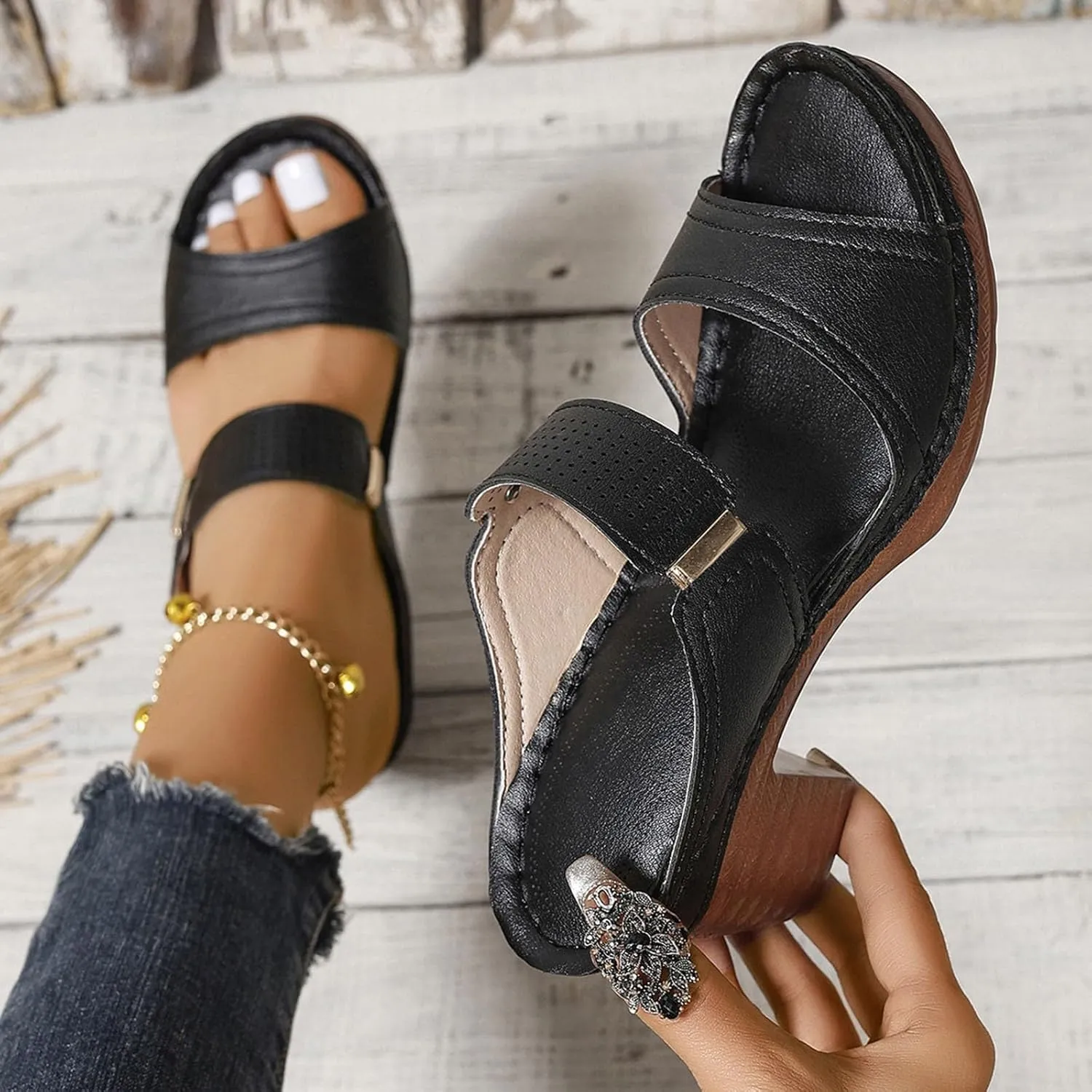 ZSpzx Women's Heeled Sandals Two Strap Open Toe Mid Ankle Sandal Mules Chunky Heels Casual Dress Shoes Comfortable Slippers Low Block Slip On Womens Summer Backless Walking Slide for Daily Wear