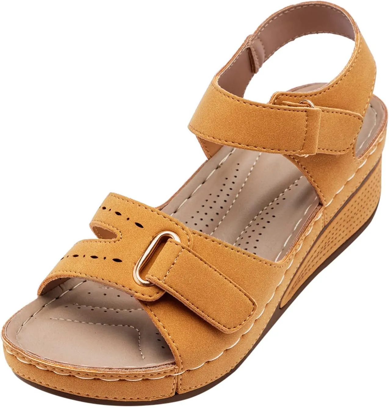 ZSpzx Women's Orthopedic Arch Support Sandals Comfortable Wedge for Women Dressy Summer Open Toe Ankle Strap Platform Casual Strappy Womens Wedges Beach Dress Orthotic Outdoor Walking Shoes