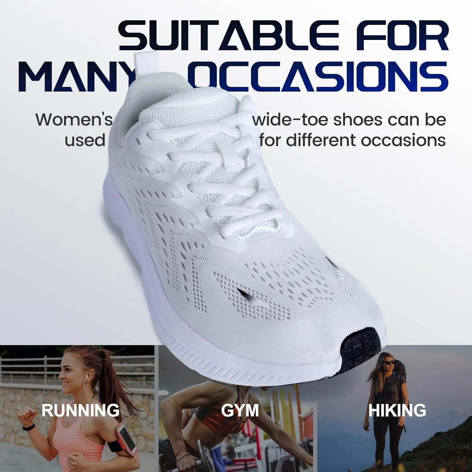 ZVC Wide Toe Box Shoes Women Wide Road Runing Lightweight Comfortable Non Slip Walking Shoes